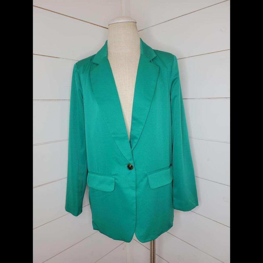 NWOT Boutique Lilypad teal green single button blazer